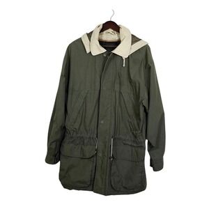 Towne London Fog Industries - Green Beige Hooded Parka Jacket - Size S REG